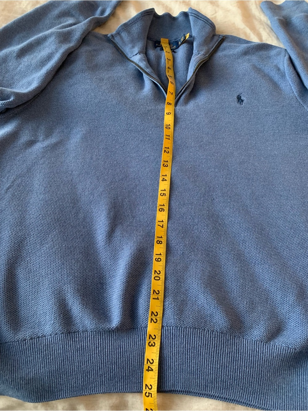 Polo by Ralph Lauren 100% Pima Cotton Quarter-Zip Men's Blue Sweater size XL - Picture 8 of 10